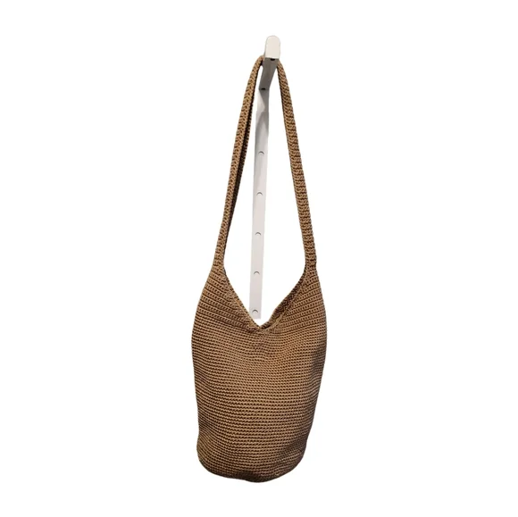 The Sak Bags The Sak Tan Khaki Brown Knit Crochet Shoulder Bag
